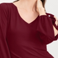 INC International Concepts Women's T-Shirt Merlot Long Sleeve V Neck  Red Size Small