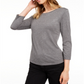 Maison Jules Women's 3/4 Sleeve Solid T-Shirt Gray Size Small
