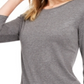 Maison Jules Women's 3/4 Sleeve Solid T-Shirt Gray Size Small