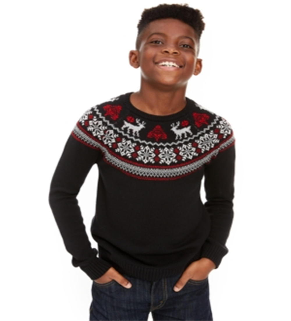 Charter Club Big Boy's Fair Isle Family Sweater Black Size Large