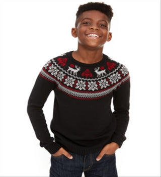 Charter Club Big Boy's Fair Isle Family Sweater Black Size Large