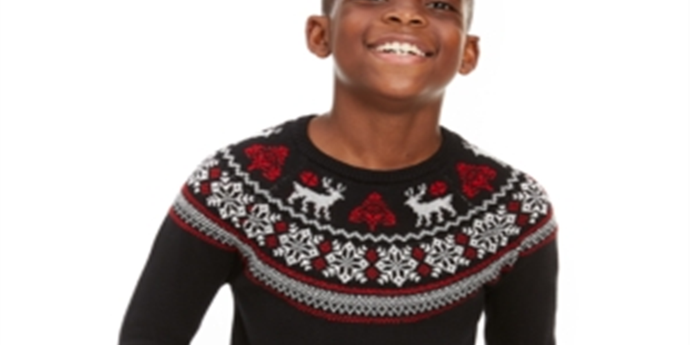 Charter Club Big Boy's Fair Isle Family Sweater Black Size Large