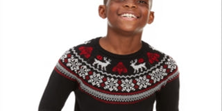 Charter Club Big Boy's Fair Isle Family Sweater Black Size Large