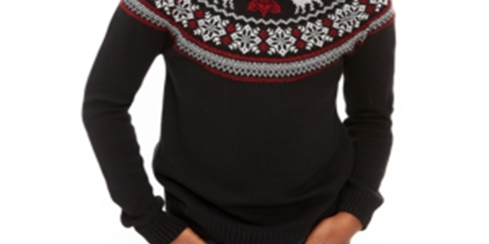Charter Club Big Boy's Fair Isle Family Sweater Black Size Large