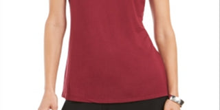 Alfani Women's Mock Neck Sleeveless Top  Red Size Petite SM