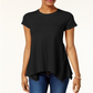 Style & CoWomen's Cotton Handkerchief Hem Top Black Size PP