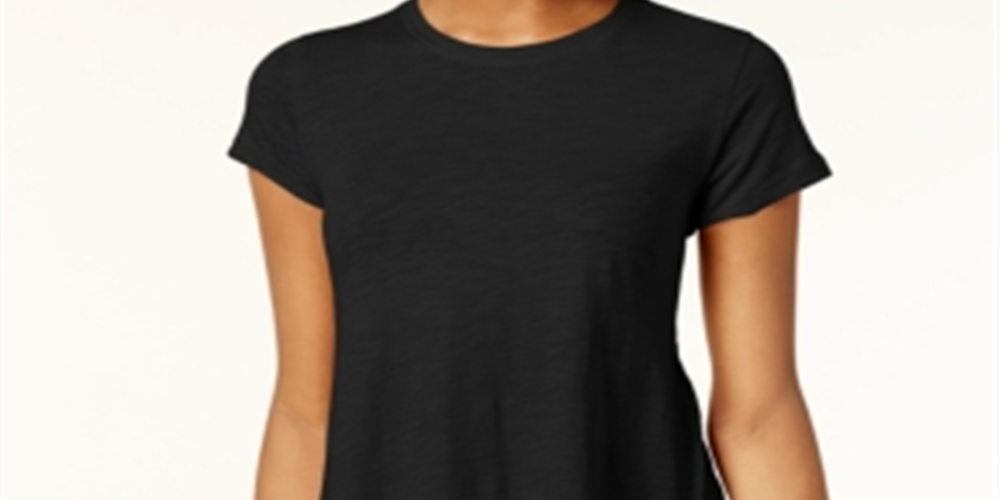 Style & CoWomen's Cotton Handkerchief Hem Top Black Size PP