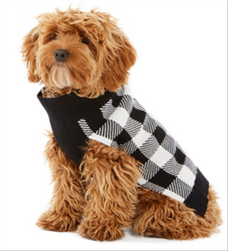 Charter Club Women's Check Print Dog Family Sweater White Size X-Small