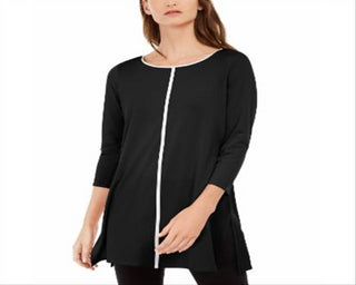 Alfani Women's Piped Tunic Black Size Petite Small