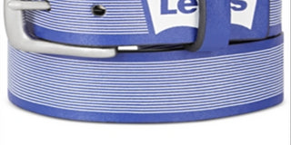 Levi's Big Boy's Striped Logo Reversible Belt Blue Size Medium