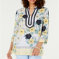 Charter Club Women's Embroidered Printed Tunic  Yellow Size Petite L