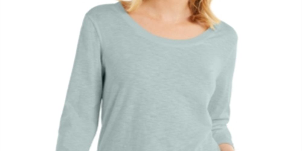 Style & CoWomen's 3/4 Sleeve Scoop Neck Top Blue Size Medium