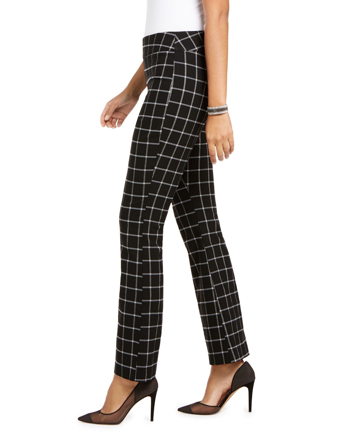 Inc Windowpane Bootcut Pants Black Size 18