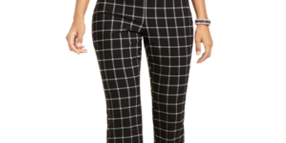 Inc Windowpane Bootcut Pants Black Size 18