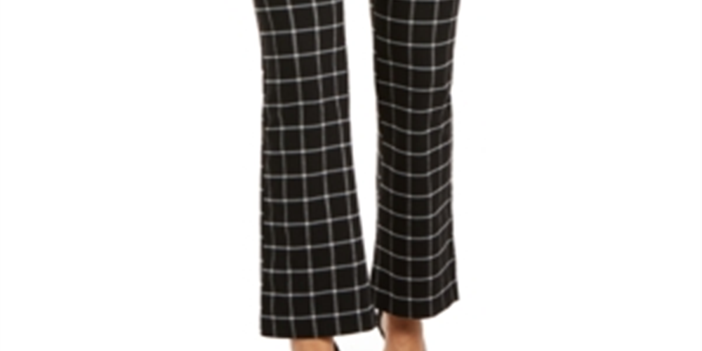 Inc Windowpane Bootcut Pants Black Size 18