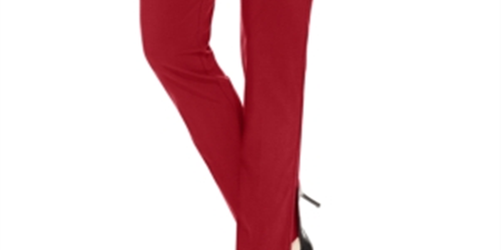 JM Collection Women's Solid Straight Leg Pants Red Size Petite Small