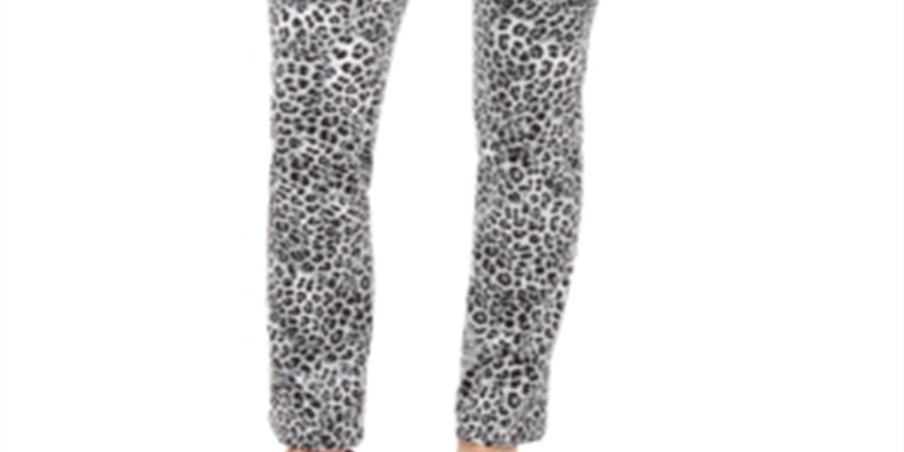 Charter Club Women's Animal Print Lexington Straight Leg Jeans White Size  18