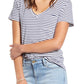 Lucky Brand Women's Stripe Cotton Pocket Tee Blue Size Medium