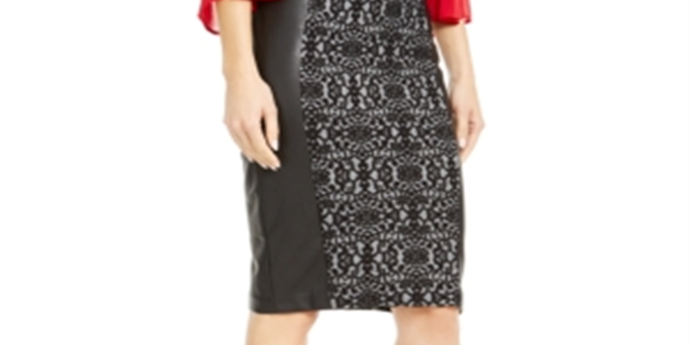 Thalia Sodi Women's Faux Leather Panel Pencil Skirt Black Size X-Large