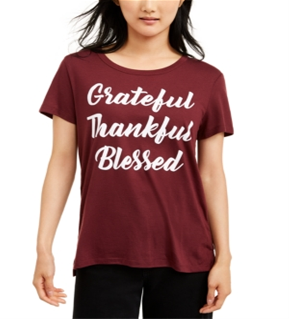 Love Tribe Junior's Grateful Thankful Blessed T-Shirt Purple Size X-Small