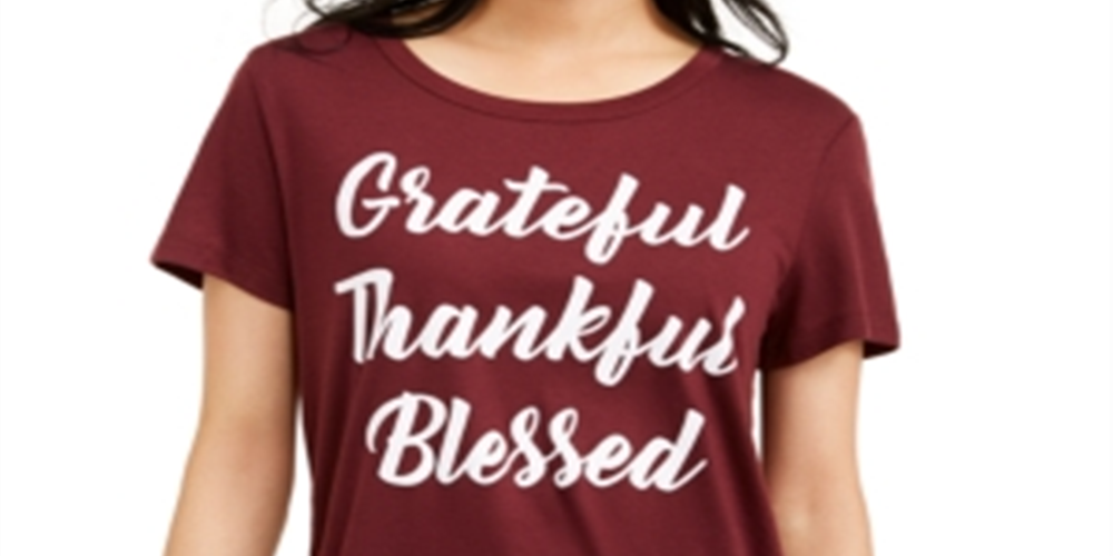 Love Tribe Junior's Grateful Thankful Blessed T-Shirt Purple Size X-Small