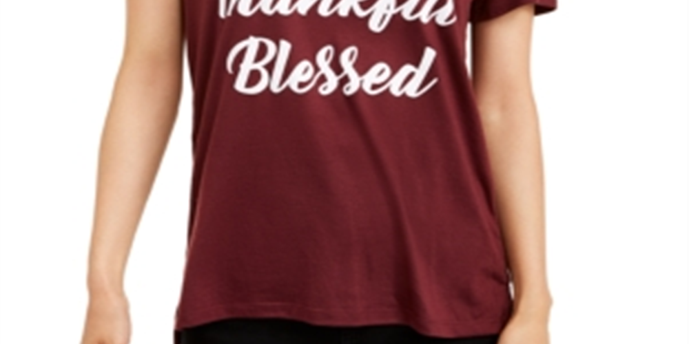 Love Tribe Junior's Grateful Thankful Blessed T-Shirt Purple Size X-Small
