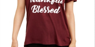 Love Tribe Junior's Grateful Thankful Blessed T-Shirt Purple Size X-Small