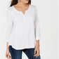 Style & CoWomen's Embroidered Contrast Top White Size Small