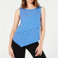 Alfani Women's Asymmetrical Overlay Top Blue Size Petite S