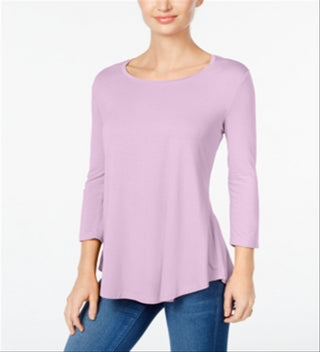 JM Collection Women's Scoop Neck Top Purple Size Petite L
