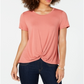 Style & CoWomen's Twist Hem Scoop Neck Top Orange Size Petite S