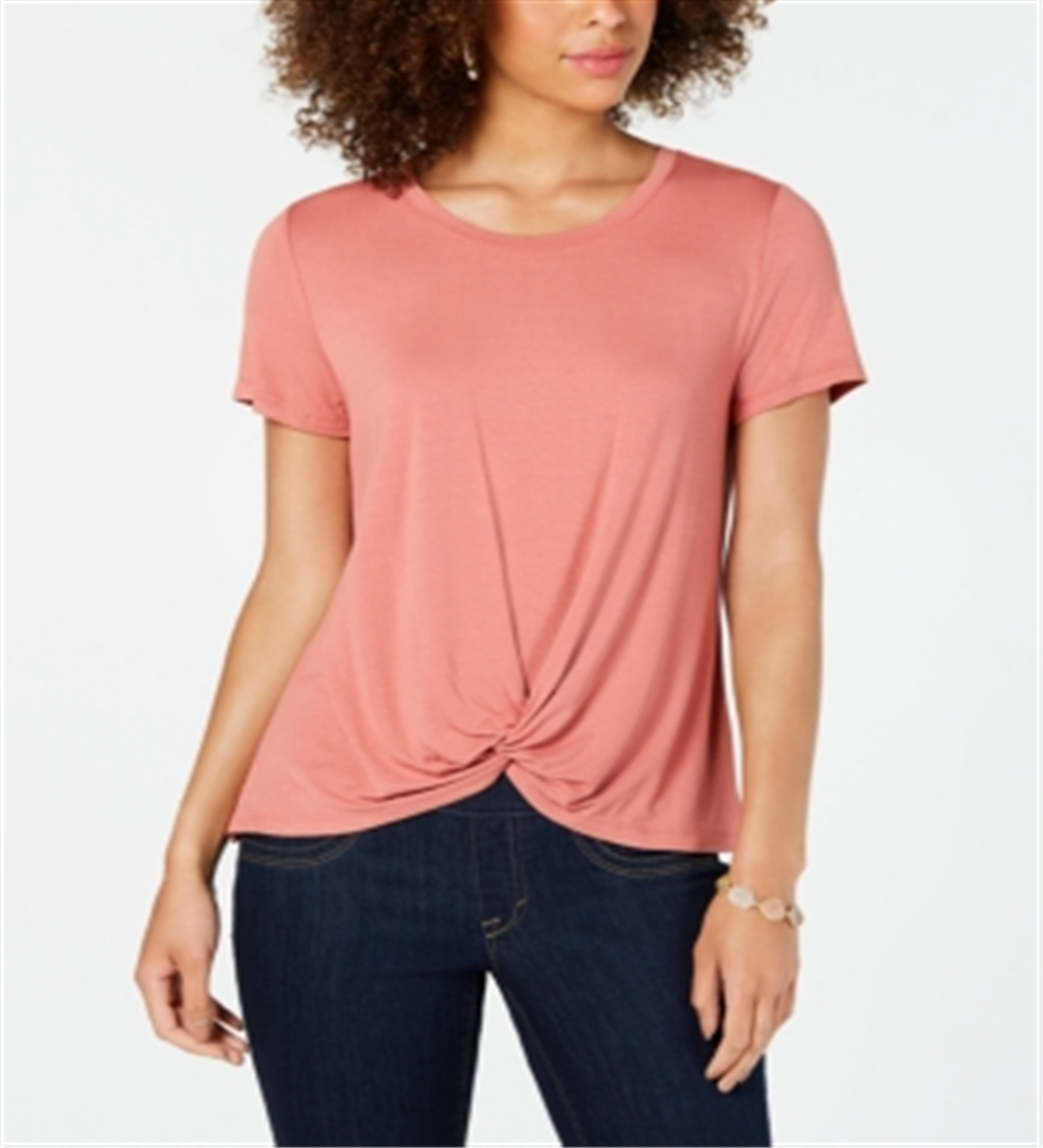 Style & CoWomen's Twist Hem Scoop Neck Top Orange Size Petite S