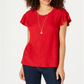 Style & CoWomen's Eyelet Detail Flutter Sleeve Top Red Size Medium