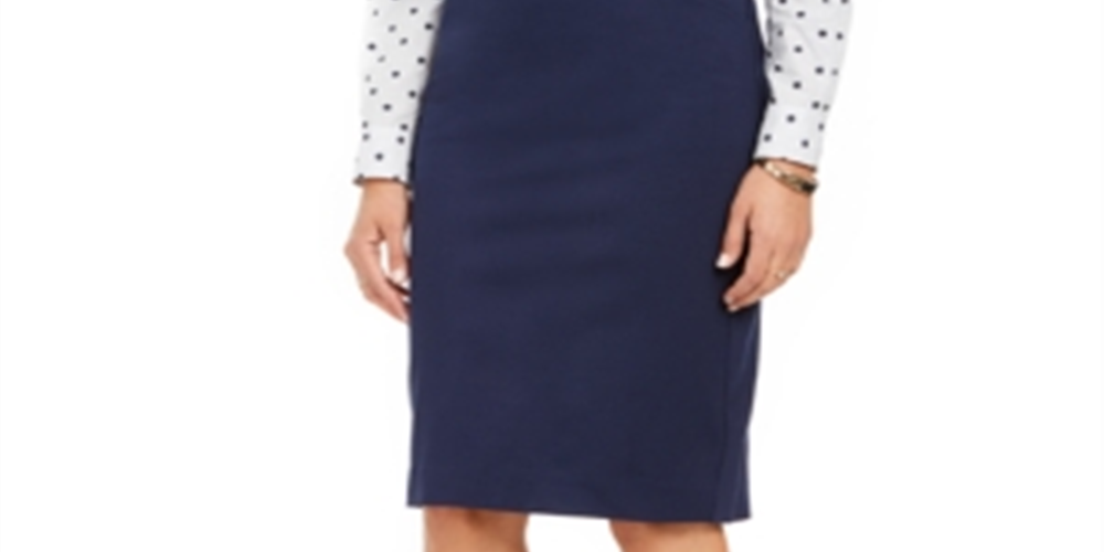 Charter Club Women's Knee Length Pencil Wear to Work Skirt Blue Size 16