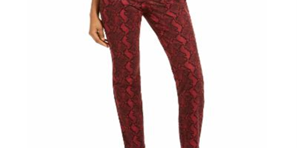 INC International Concepts Women's Essential Snake Print Skinny Jean Red  Size 2