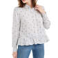 Maison Jules Women's Pinstripe Long Sleeve Button up Top White Size Medium