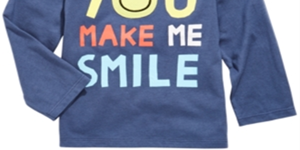 First Impressions Baby Boy's Smile Print Cotton T-Shirt Blue Size 12 Months