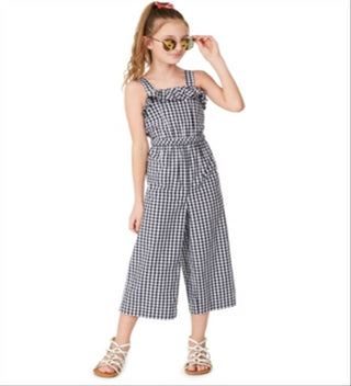 Charter Club Big Girl's Mommy & Me Gingham Jumpsuit Blue Size Medium