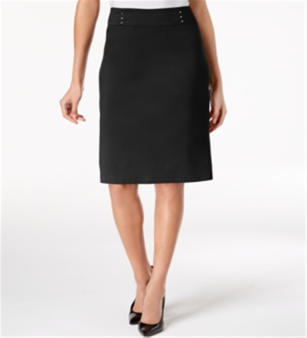 JM Collection Women's Rivet Waist a Line Skirt Black Size Large