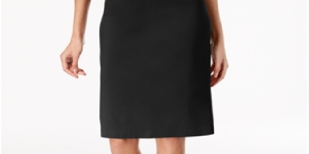 JM Collection Women's Rivet Waist a Line Skirt Black Size Large