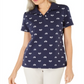 Karen Scott Women's Bike Print Polo Blue Size Medium