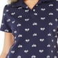 Karen Scott Women's Bike Print Polo Blue Size Medium