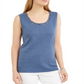 Karen Scott Women's Lattice Neck Tank Top Blue Size Small