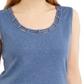 Karen Scott Women's Lattice Neck Tank Top Blue Size Small