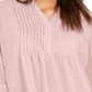 Charter Club Women's Double Ruffle Textured Pintuck Top Pink Size Small