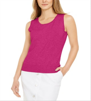 Charter Club Women's Sleeveless Crew Neck Sweater Pink Size Small