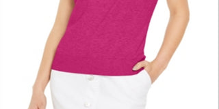 Charter Club Women's Sleeveless Crew Neck Sweater Pink Size Small