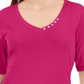 Karen Scott Women's Button Detail V Neck Top Pink Size Large