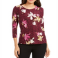 JM Collection Women's Printed Jacquard Top Purple Size Petite L