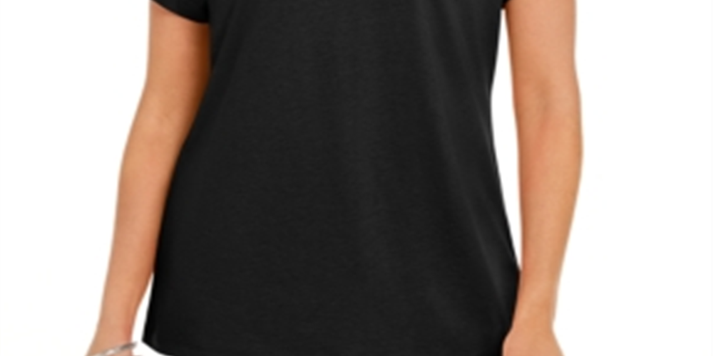 Karen Scott Women's Keyhole T-Shirt Black Size X-Large